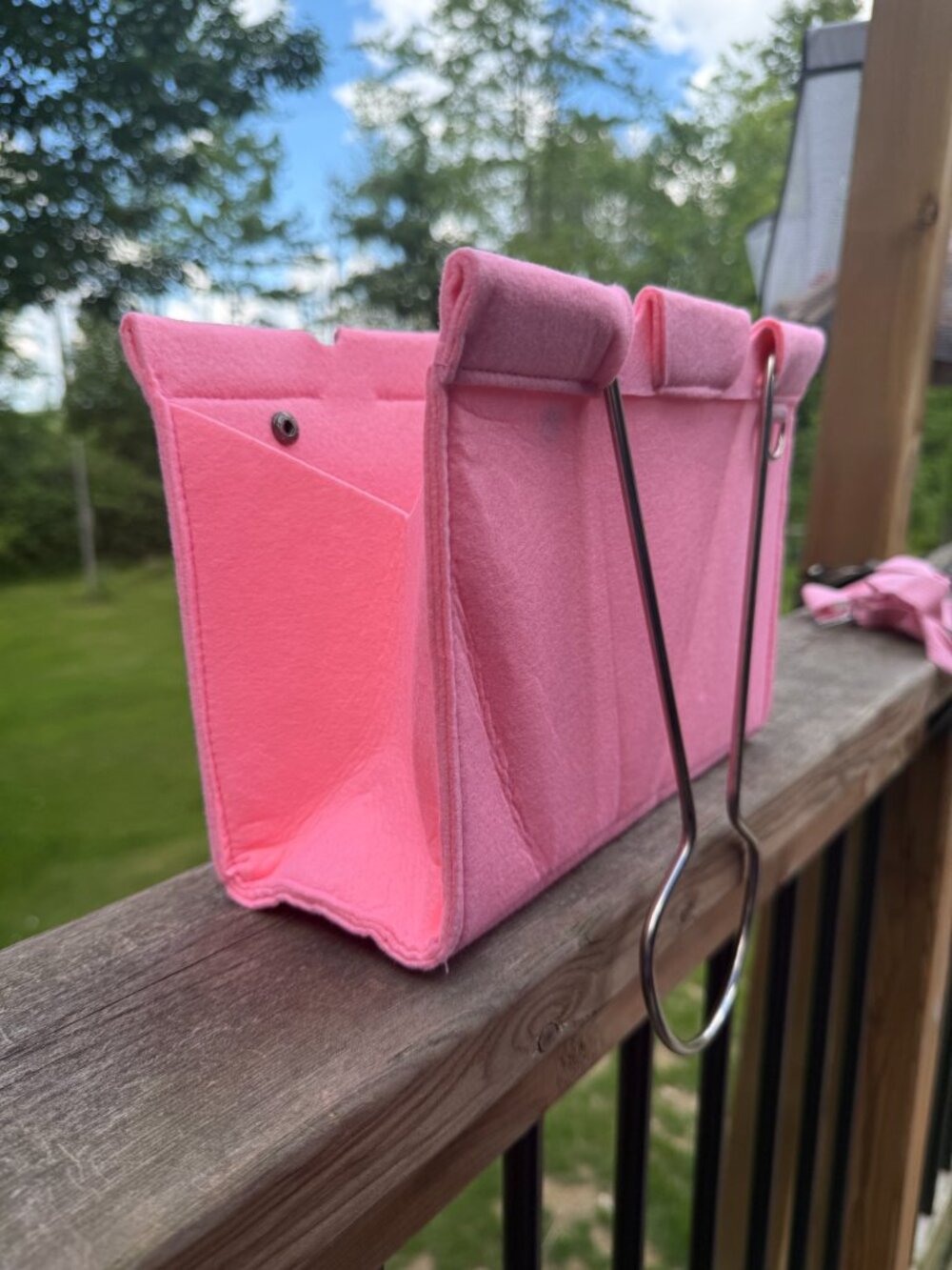 NEW Pink Quirky Binder Clip Shaped Felt Tote Bag Crossbody/Handbag/Purse - Picture 4 of 7